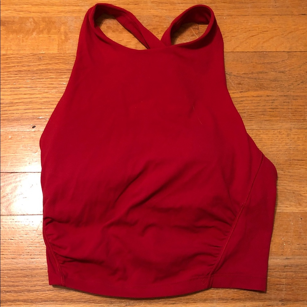 Athleta Red High-Neck Sports Bra Tank Like New XS